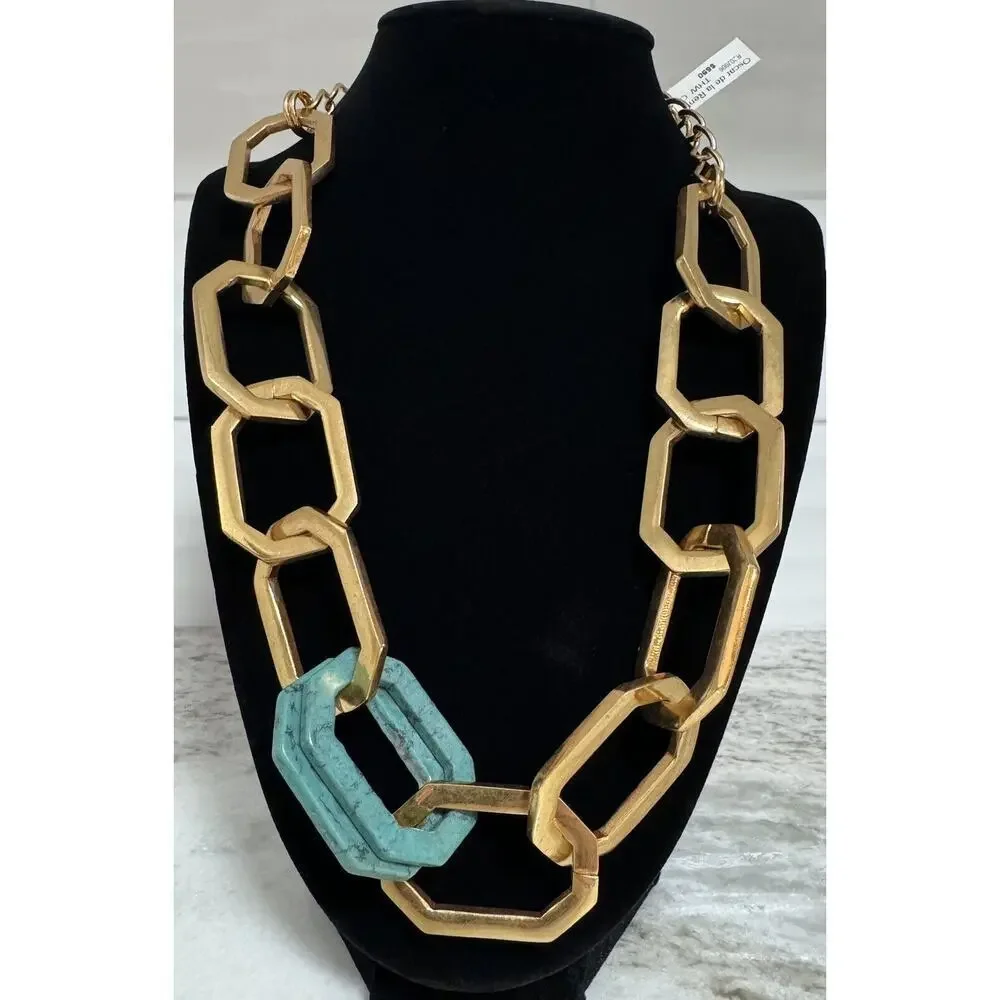 Oscar de la Renta MCM Huge Gold Tone Chain Link Necklace